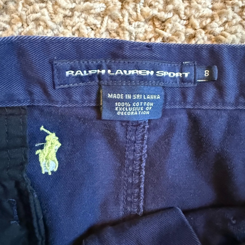 Polo by Ralph Lauren Navy Blue Skirt with Yellow Embroidered Logo Accents Size 8 - Picture 2 of 7